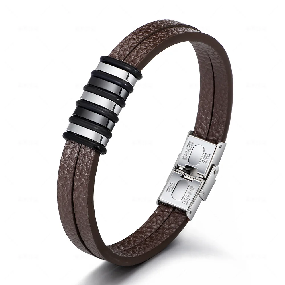 

Braided Leather Bracelets for Men Link Chain Strand Magnetic Clasp Black Cord Vintage Wrist Band Rope Cuff Bangle