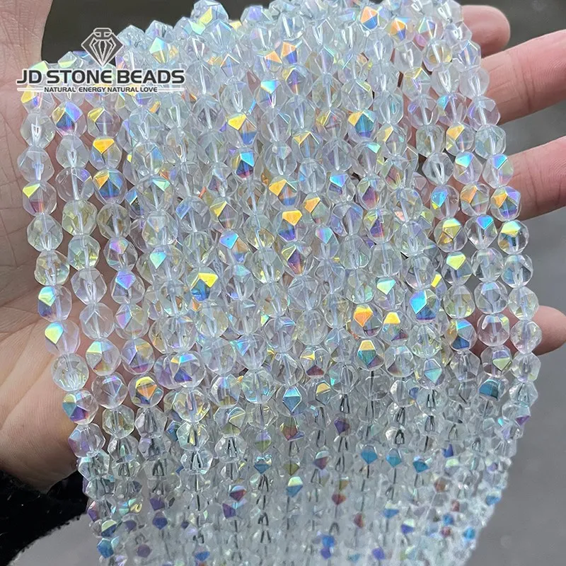 

Painted High Quality Synthetic Rock Quartz Diamond Shape Bead Faceted Loose Spacer For Jewelry Making Earring Necklace Accessory