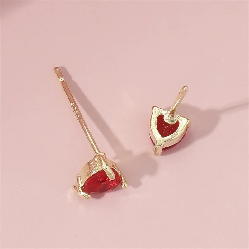 

Pigeon Blood Ruby Earrings Female Sterling Silver Diamond Earrings Gift Versatile Fashion