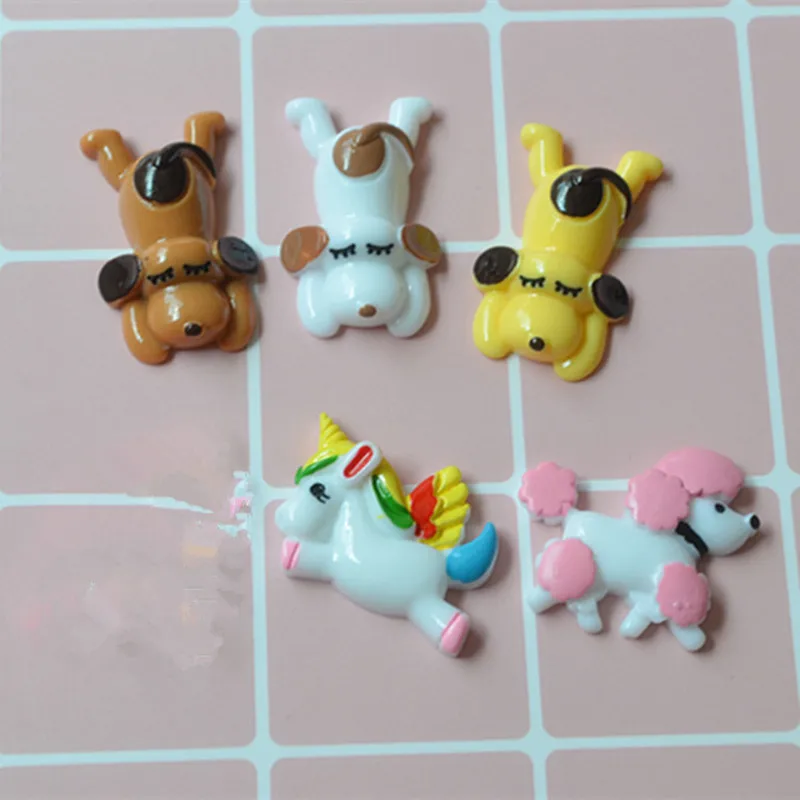 

Kawaii Flatback Resin Cartoon Animal Unicorn Dog Cabochon Hair Bow DIY Scrapbooking Crafts Decor Accessories