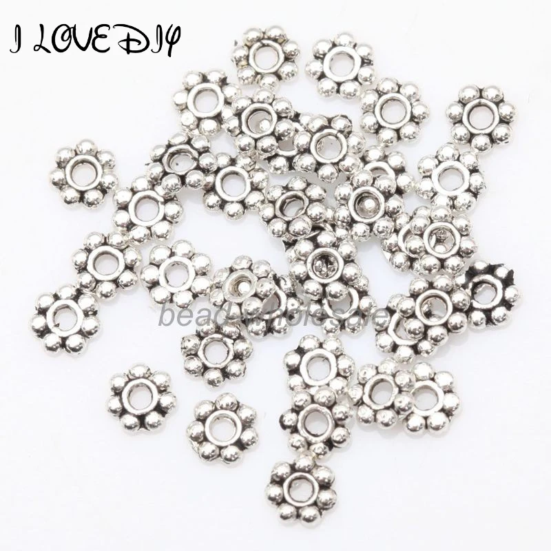 

1000pcs 4mm Tibetan Silver Flower Spacer Beads Round Metal Wheel Spacers Beads for Jewelry Making