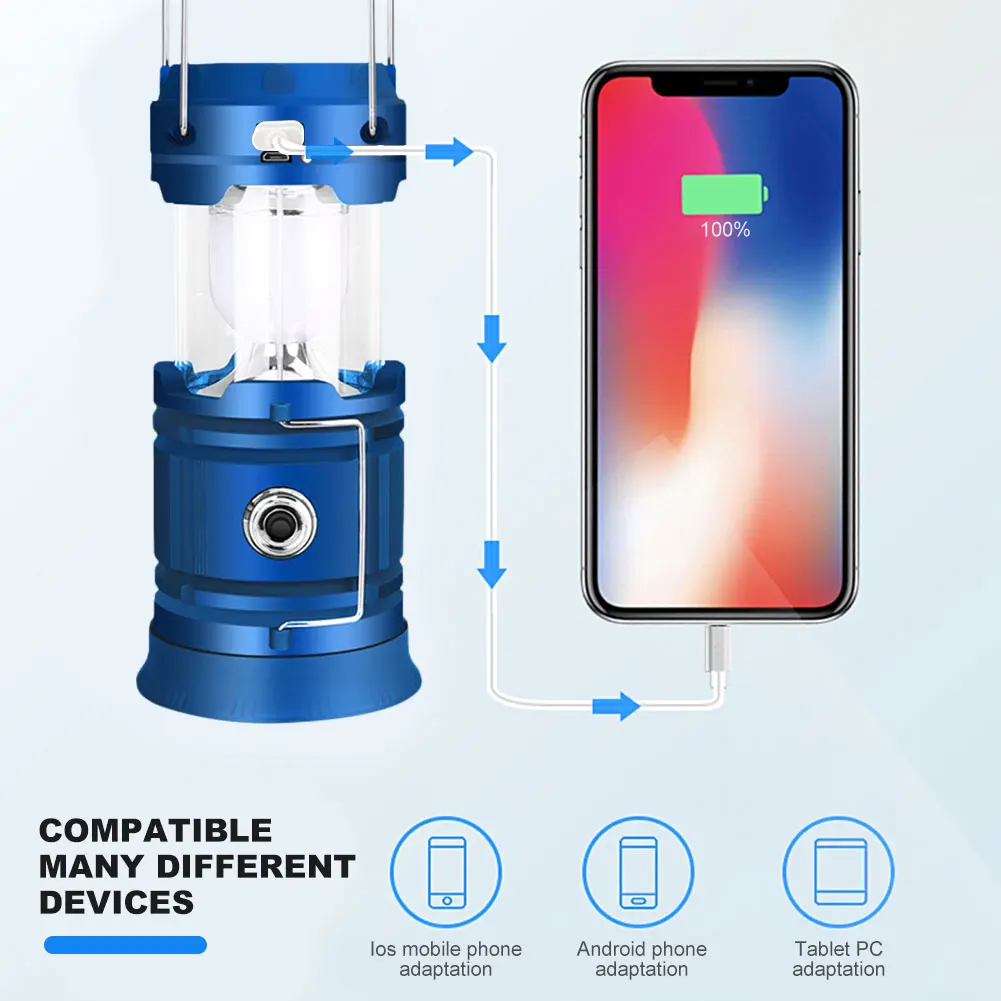 

Светодиодные фонари для палатки и кемпинга на солнечной батарее, 350 лм, фонарик для кемпинга, портативный IPX10 водонепроницаемый для активног...