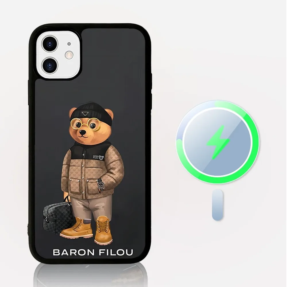 Fashion B-Baron F-Filou Bear Phone Case Magesafe Magnetic Wireless Charge For iPhone 16 11 12 13 14 15 Pro Max Plus Mini