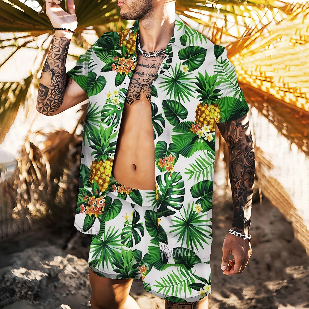 

Men's Shirts Spring and Summer 2022 New Hot Sale 3d Printing Style Comfortable Trend Animal Fruits Leaf Tight Fit