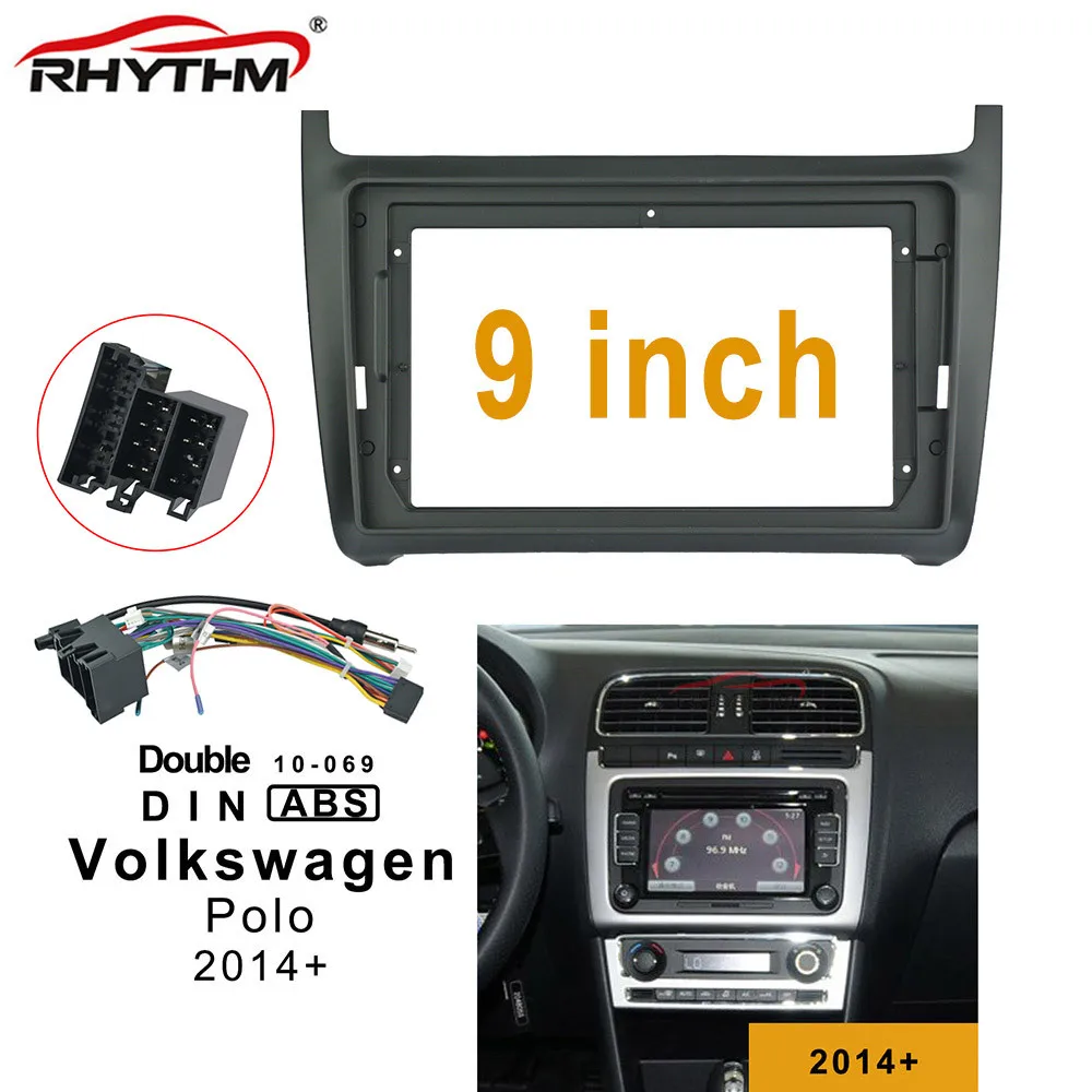 

Автомобильный комплект Fascia Для Volkswagen Polo 2014- 2019 двойной Din аудио фитинг адаптер рамка панель приборная панель установка для Polo 2005 -2011