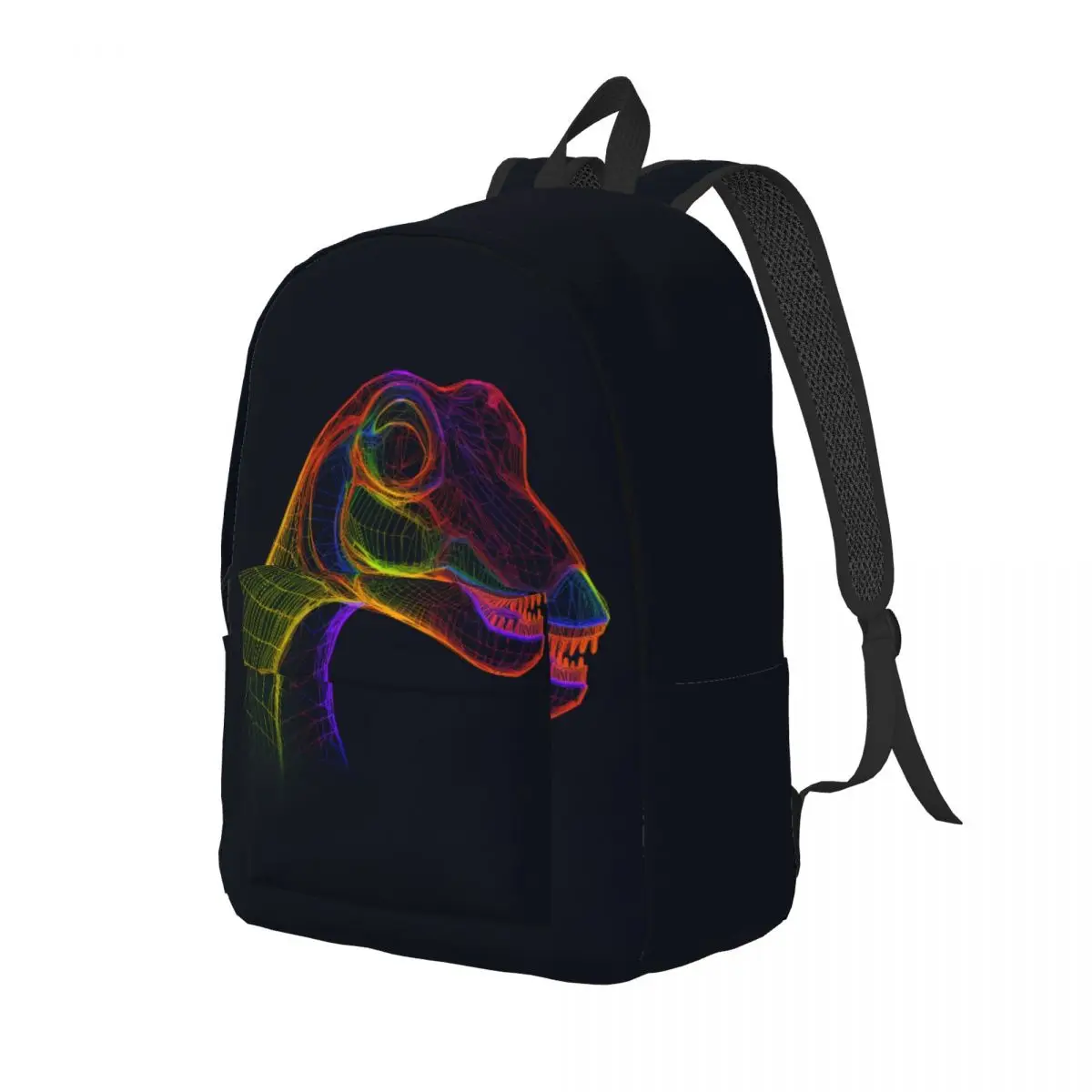 

Dinosaur Canvas Backpacks Line Art Neon Commuter Big Backpack Nice Bags