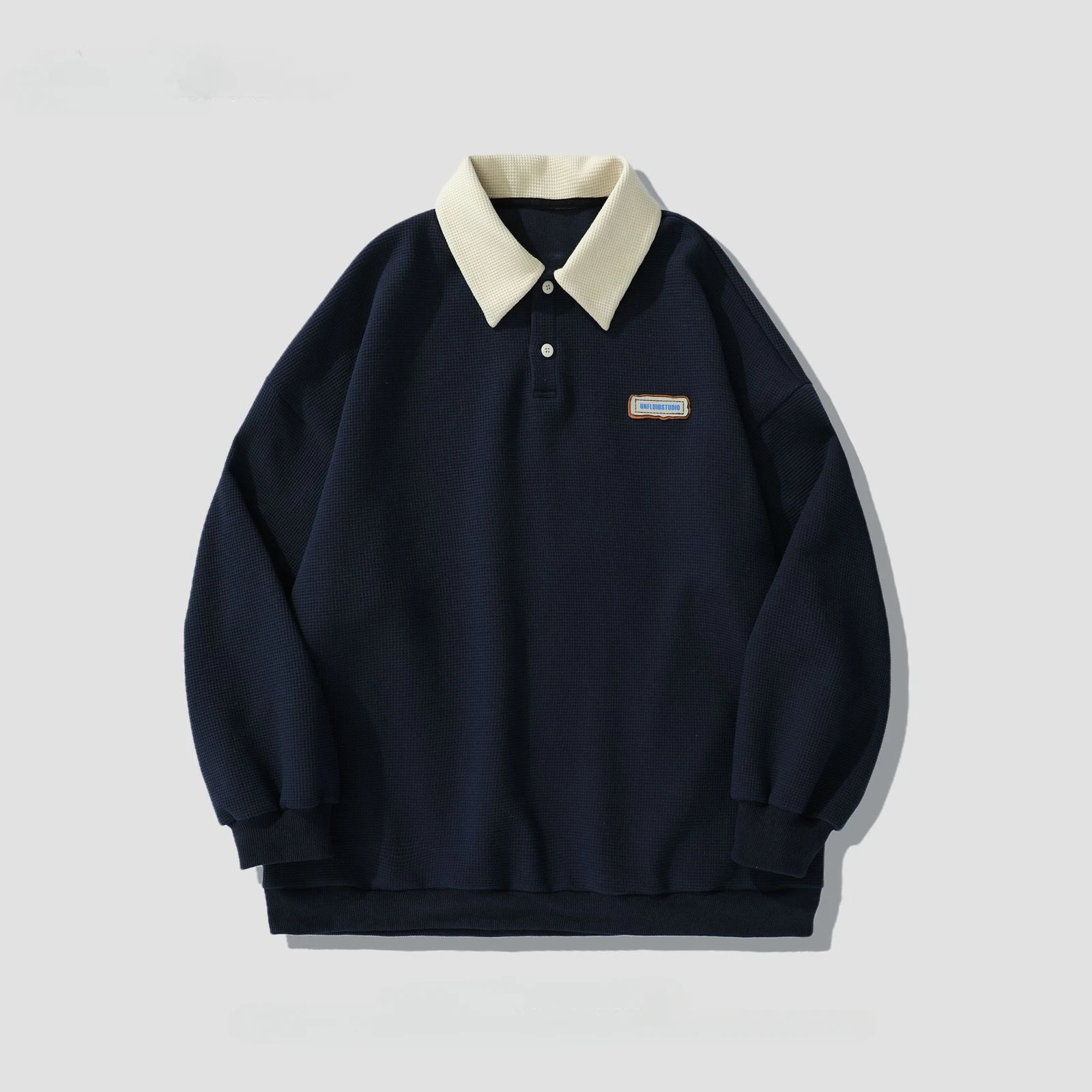 Мужские и женские свитшоты с воротником-поло длинным рукавом модные