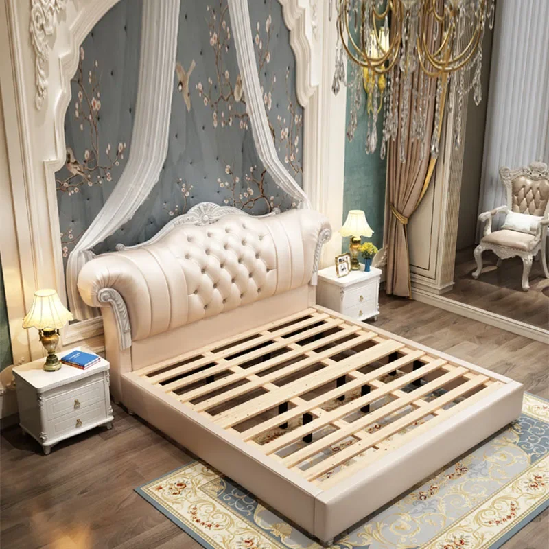 Роскошная детская двуспальная кровать скандинавское деревянное изголовье с