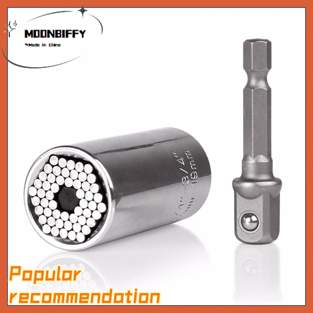 

Wrench Universal Torque Wrench Head Sets Socket Sleeve Power Drill Ratchet Bushing Spanner Key Magic Multi Hand Tools 7-19mm