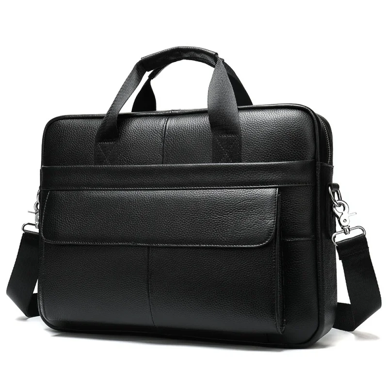 Business Cowhide Leather Briefcase Bag Men Fashion Laptop Bag Genuine Leather Handbag File Bag Male Shoulder Bag