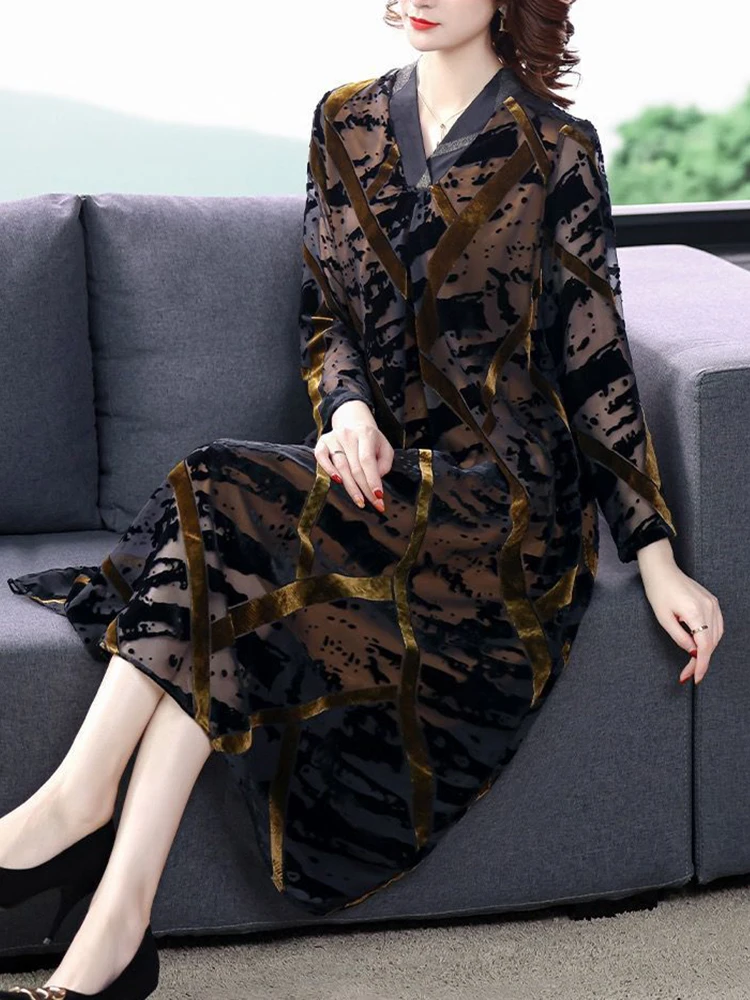 

2023 Spring Women Elegant Chiffon Floral Fiesta Dress Summer Vintage Midi Korean Fashion Festa Luxo Long Sleeve Boho Party Dress