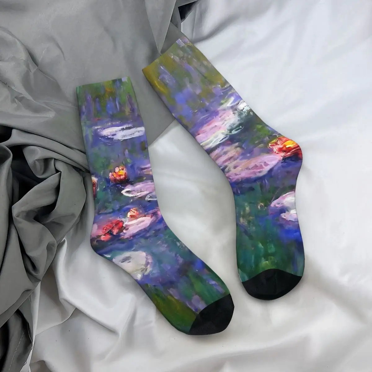 Чулки с водяной лилией женские носки Claude Monet 66 мягкие готические зимние