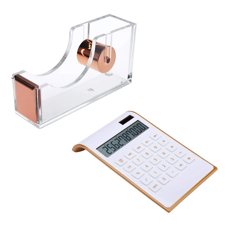 

1 Pcs Deluxe Acrylic Design Office Desktop Tape Dispenser & 1 Pcs Calculator, Office/Home Electronics