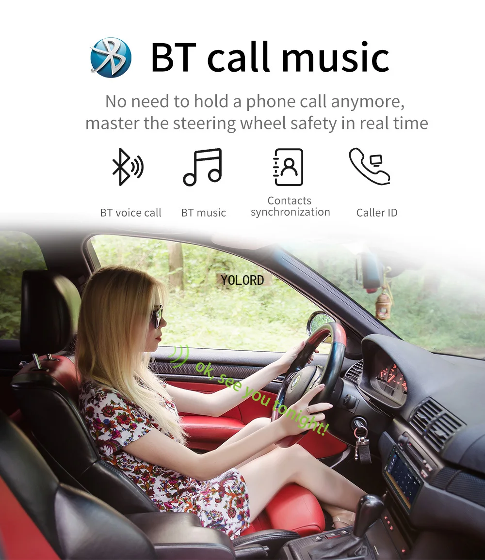 2 Din Car Audio 7-дюймовый QLED-дисплей Android MP5 Беспроводной Auto CarPlay Сенсорный экран