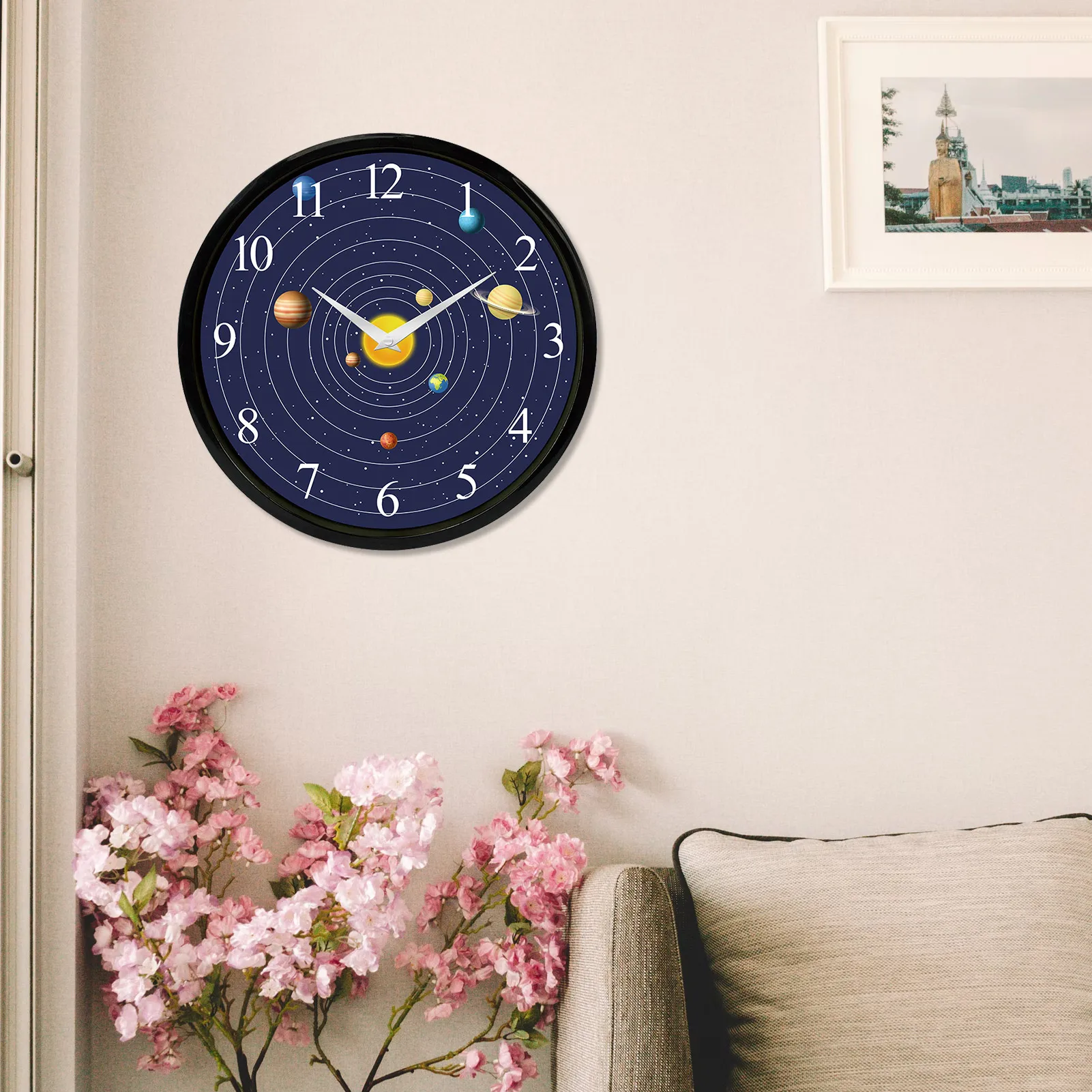 

Round Wall ClockCosmic Planets Wall Clock Silent Non-Ticking Clock For Kitchen Living Room Bedroom Home 12 In
