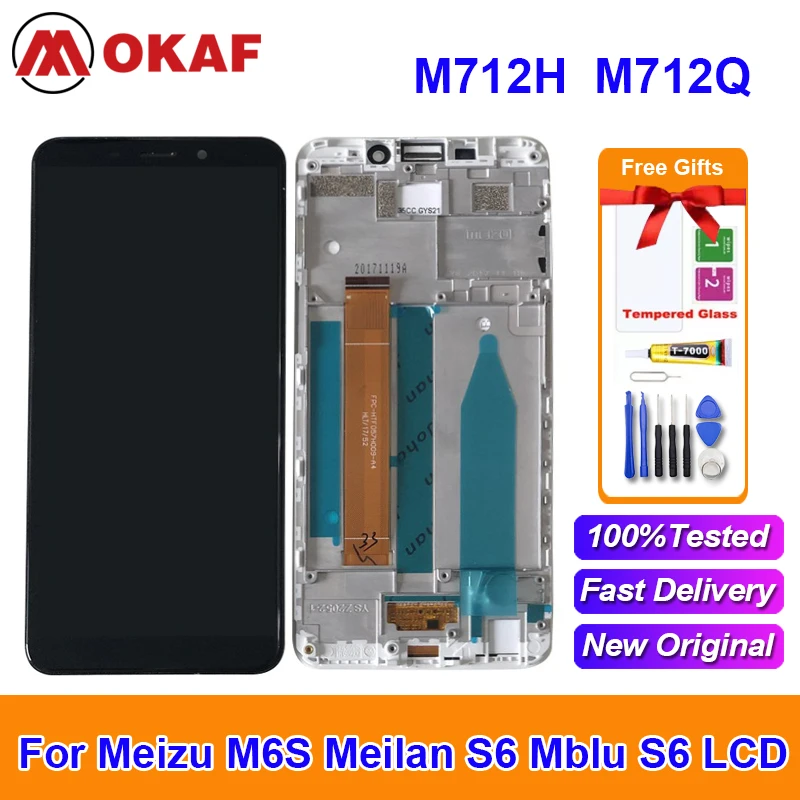 

OKANFU Original 5.7" For Meizu M6S Meilan S6 Mblu S6 M712H M712Q LCD Screen Display+Touch Panel Digitizer Frame For M6s Mblu S6