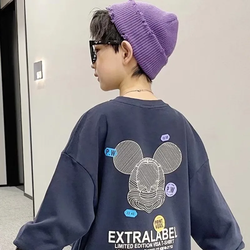 

New men women children cartoon cute clothing casual loose front and rear printed sweater winter crew neck top 110-160CM