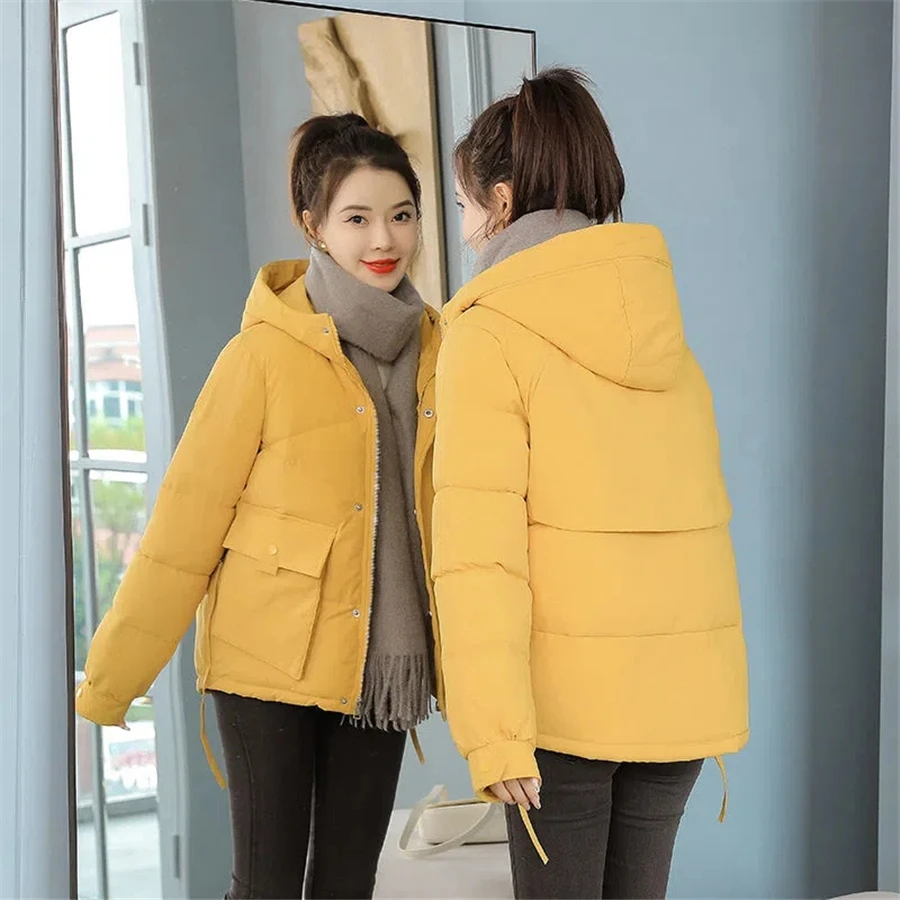 Winter Hooded Loose Solid Oversized 3XL Jacket Women Parkas Warm Thick Cotton Padded Coat Fluffy Snow Wear Korean Outwear 2022