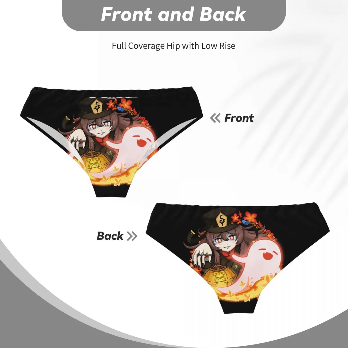 Фото Мужские трусы Custom Men Hu Tao Ghost Genshin Impact: комфортные, с принтом Spirit Soother №4