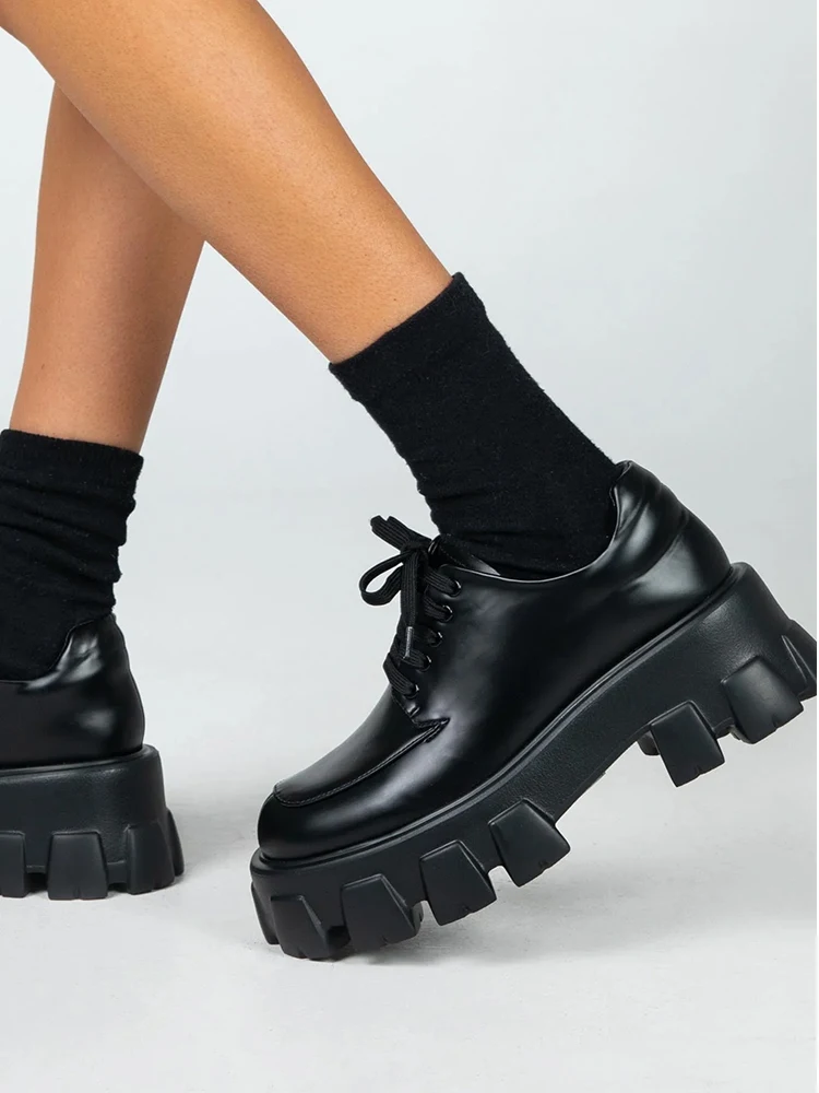 Большие размеры 40-46 Британские женские оксфорды Wingtip массивная платформа панк