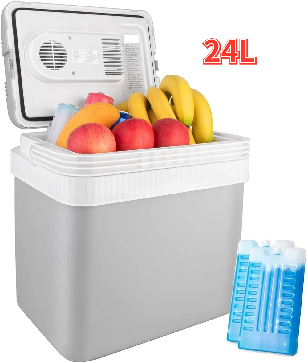 26 Quarts/ 24 Liter, 12v Dc Portable Thermoelectric Car Cooler For Beverage, Beer With 2 Ice Packs, Etl Listed