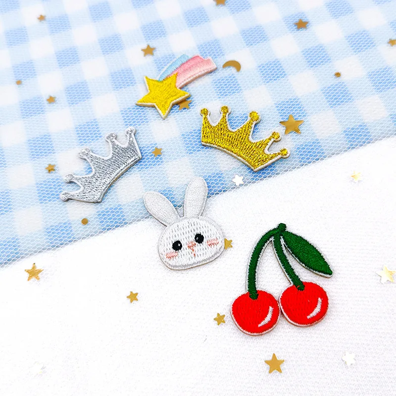 Милый кролик Метеор Вишня Корона самоклеящаяся нашивка с вышивкой аппликация DIY