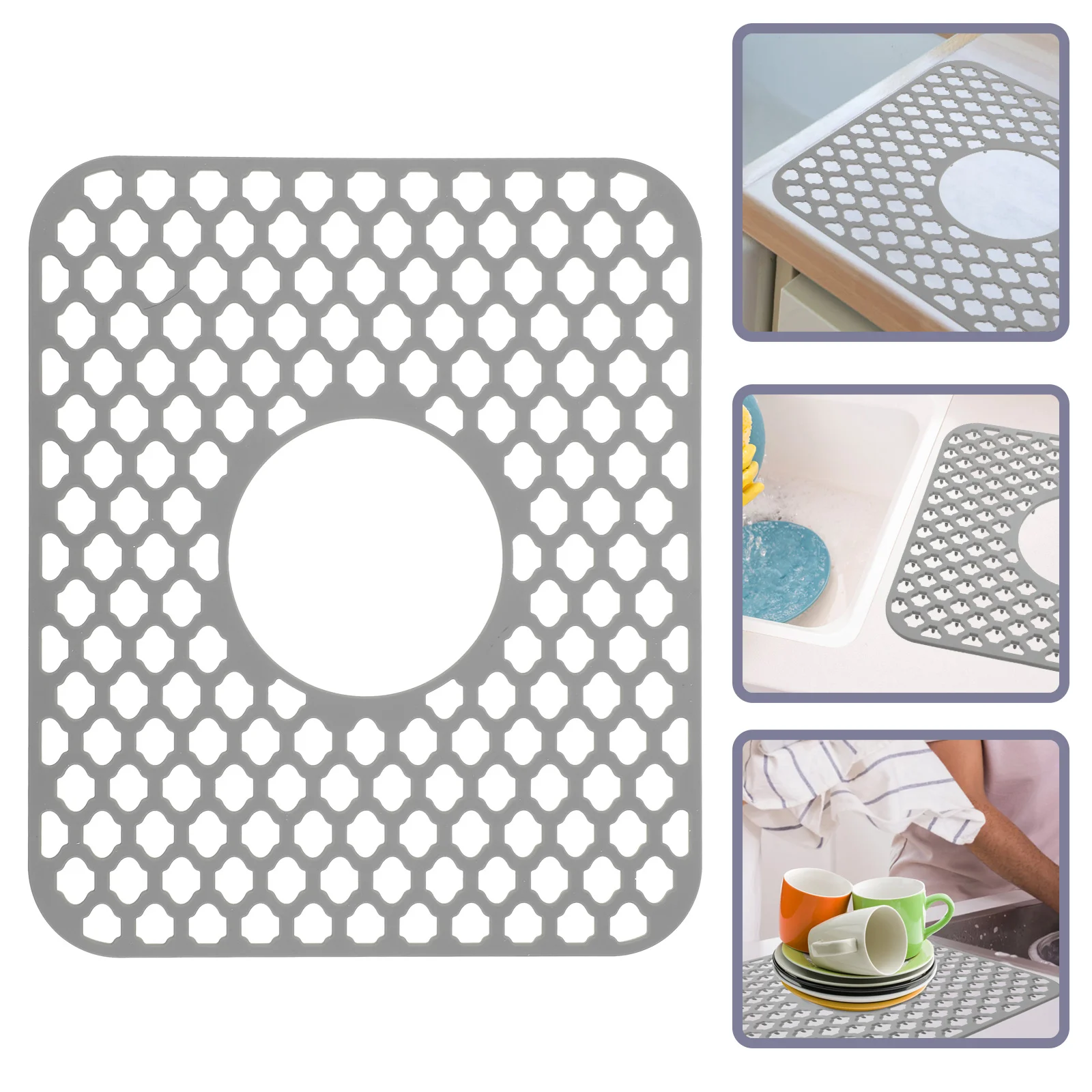 

Sink Mat Kitchen Antiskid Silicone Guard Mats Drain Drying Protectors Draining Cushion Hollow Dish Pad Drip Water Insulation