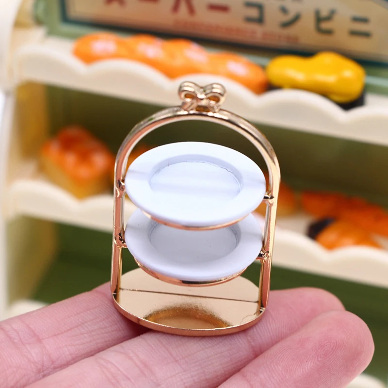 1:12 кукольный домик миниатюрная металлическая подставка для десерта с тарелками