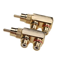 500pcs gold plated 1 rca male to 2 rca female av audio video adapter plug splitter converter connector