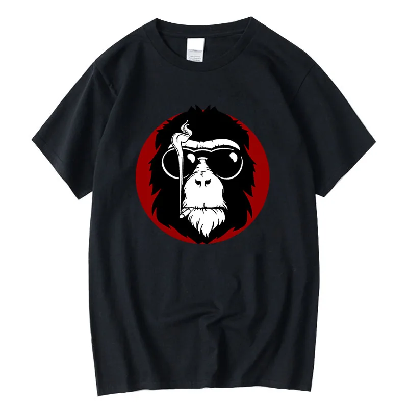 

XIN YI Men's T-shirt Top Quality 100% Cotton Funny Monkey Printing Loose O-neck Men Tshirt Short Sleeve T-shirt Male Tee Shirts