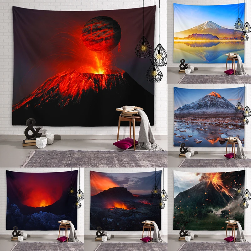 

Volcano Landscape Wall Art Tapestry Backdrop Wall Decor Tapestry Aesthetic Decor for Dormitory Room Living Room Home Decor