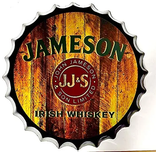 

Royal Tin Sign Bottle Cap Metal Tin Sign Irish Whiskey Wine Diameter 13.8 inches, Round Metal Signs for Home and Kitchen Bar