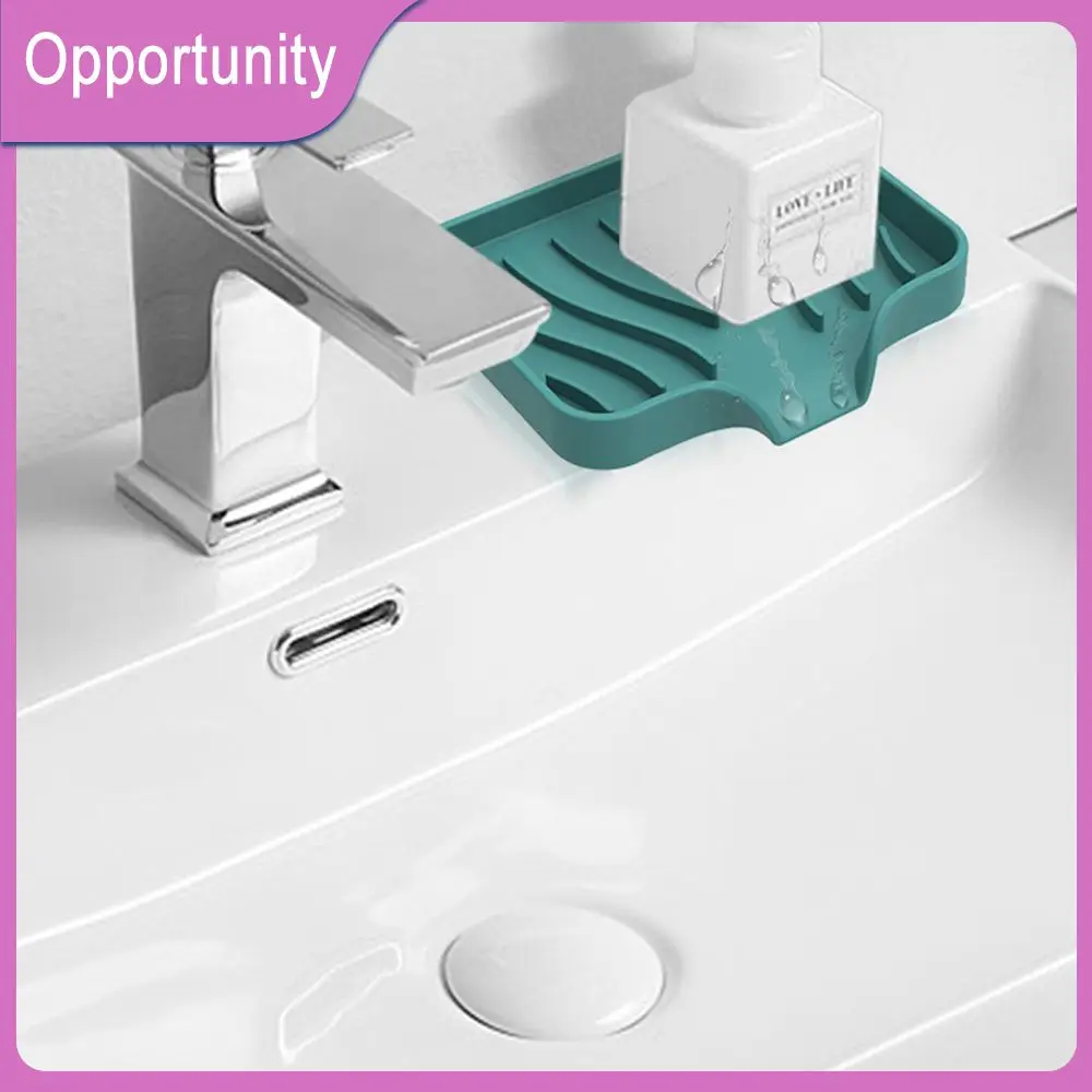

Bends Freely Soap Container Multi Purpose Soap Rack Easy Clean Soft Storage Tray Shelf Faucet Mat Leachable Sponge Soap Holder