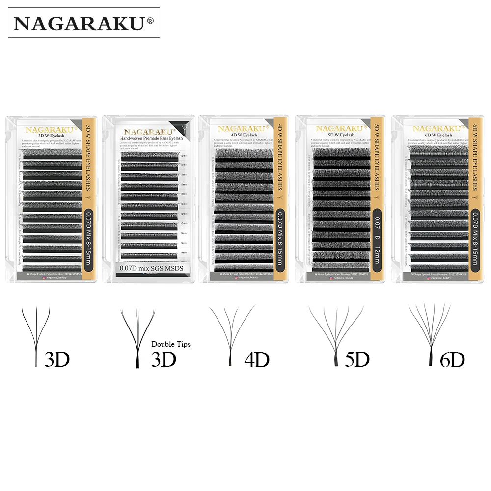 

Ресницы NAGARAKU для наращивания W-образные 3D 4D 5D 6D, готовые ресницы премиум класса, готовые ресницы для клиентов, густые ресницы