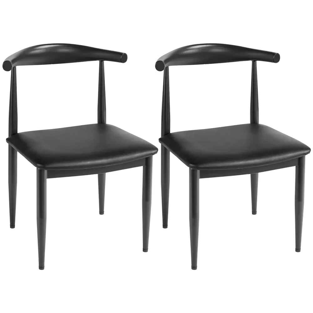 

Современные кожаные обеденные стулья без подлокотников со спинкой, черного цвета, 2 шт.