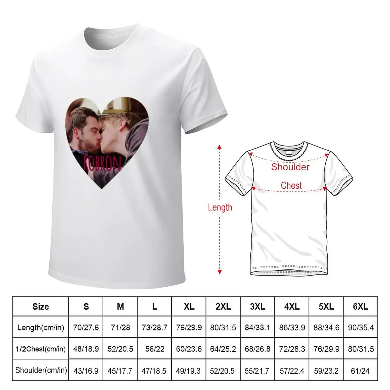 Футболка Robron - Heart корейская мода Милая одежда Изящные мужские футболки