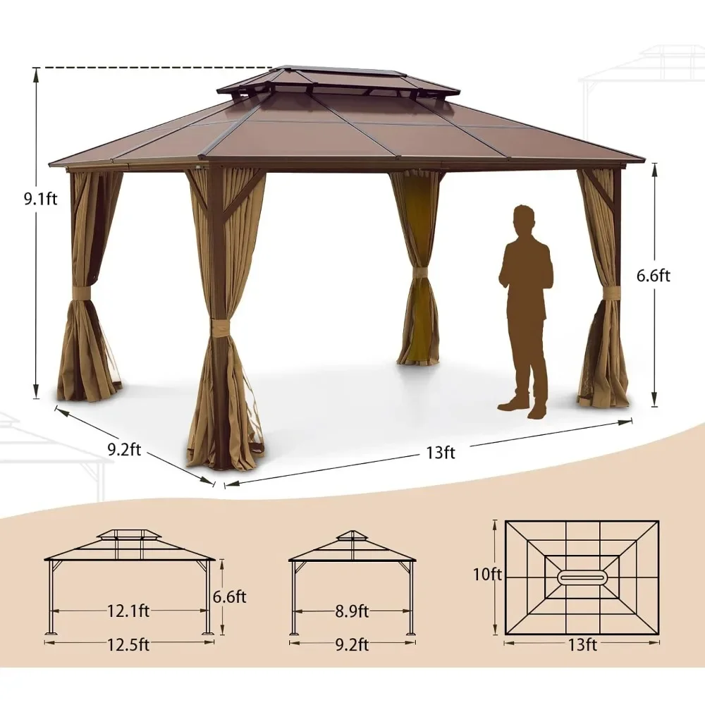 Gazébo avec rideaux en filet газоébo rigide extérieur marron модификации для туалета pour jardin errasse arère-cour