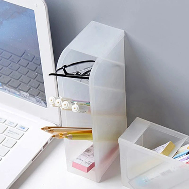 Настольный держатель для ручек 2 шт. настольный прозрачный с 4 ячейками школьные и
