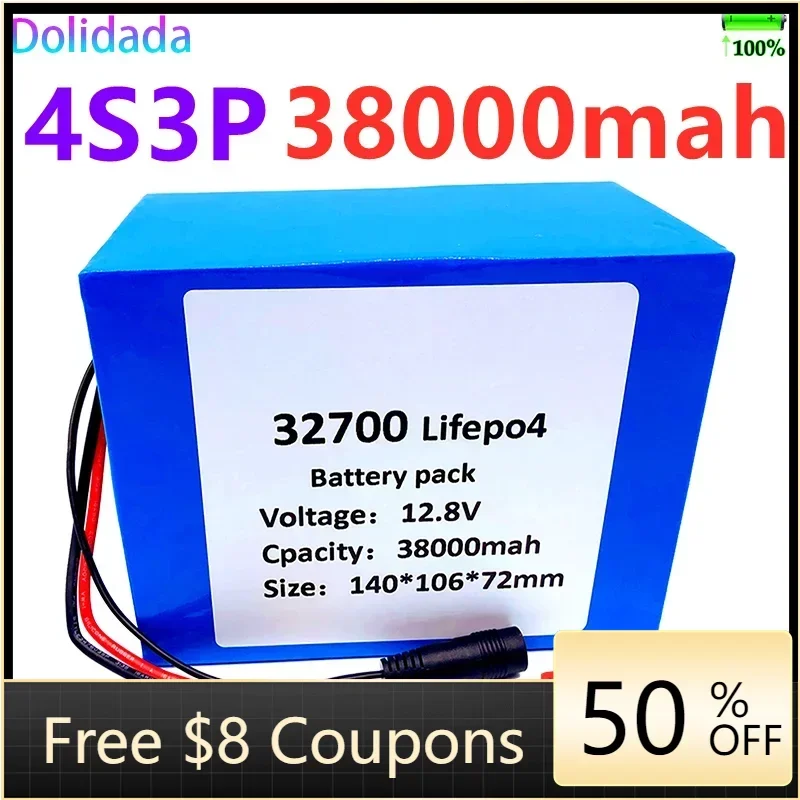 

Перезаряжаемая батарея 32700 Lifepo4 4S3P 12.8V38Ah 4S 40A 100A сбалансированный BMS для электролодки и бесперебойного питания 12 В