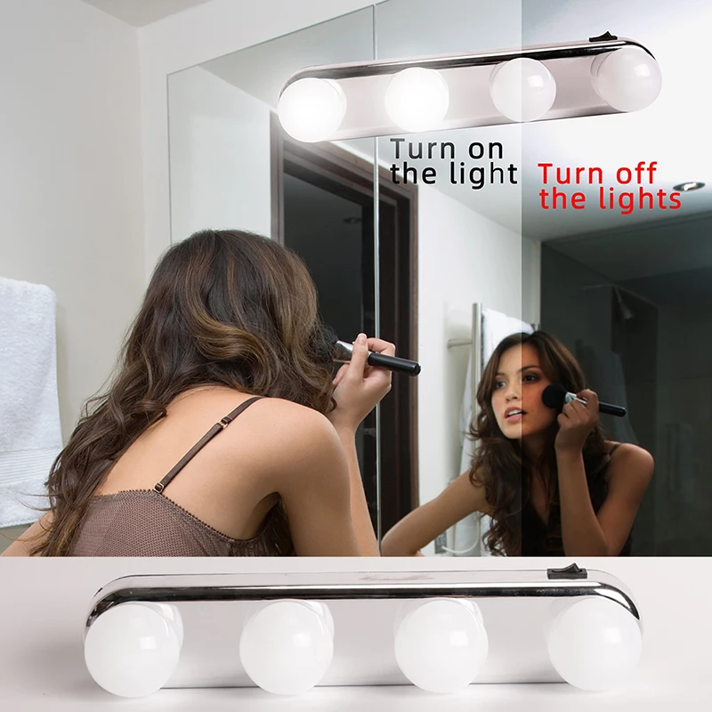 

LED Makeup Mirror Light 4 Bulbs Suction-Cup Vanity Wall Lamp Lights For Bathroom Dressing Table Lighting Makeup Lamps