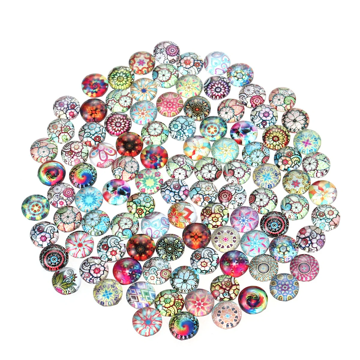 

Mosaic Dome Round Gemstone Flat Stone Natural Jewelry Beads Vintage Pieces Embellishments Backs Crystal Supplies Printed