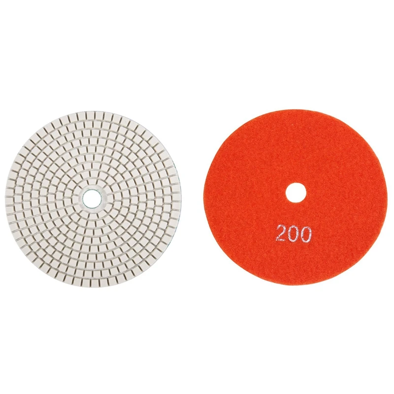 

2Pcs 5 Inch 125Mm Wet Diamond Polishing Pads Marble Granite,Grits 200 & 1000
