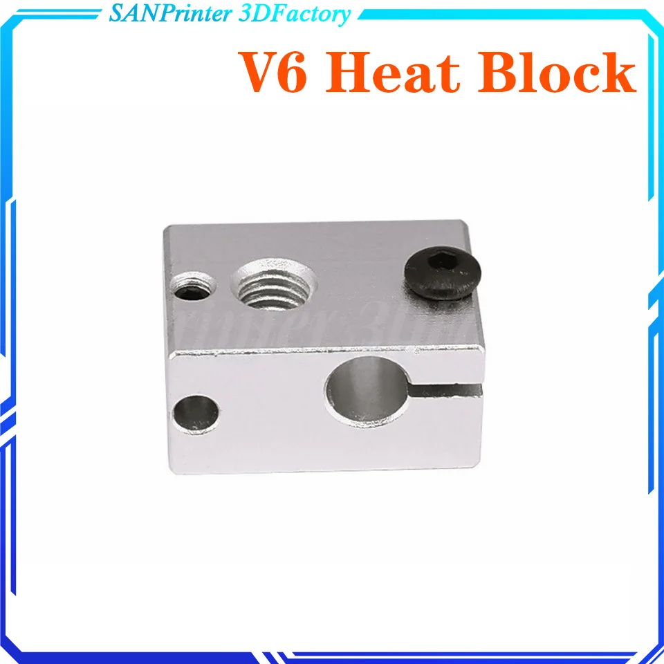 

New Upgraded Aluminium V6 Heat Block 23*16*12 mm For E3D V5 V6 PT100 J-head Extruder HotEnd Heater Heating 3D printer Accessorie