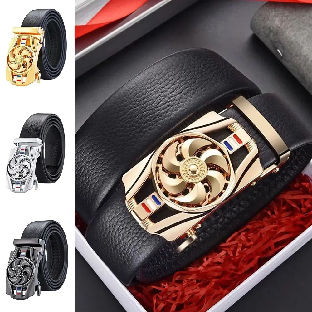 

Luxury Famous Designer Business Ratchet Belts Rotatable Buckle Waistband Pants Leather Bands "Luck Is On The Turn" Belt
