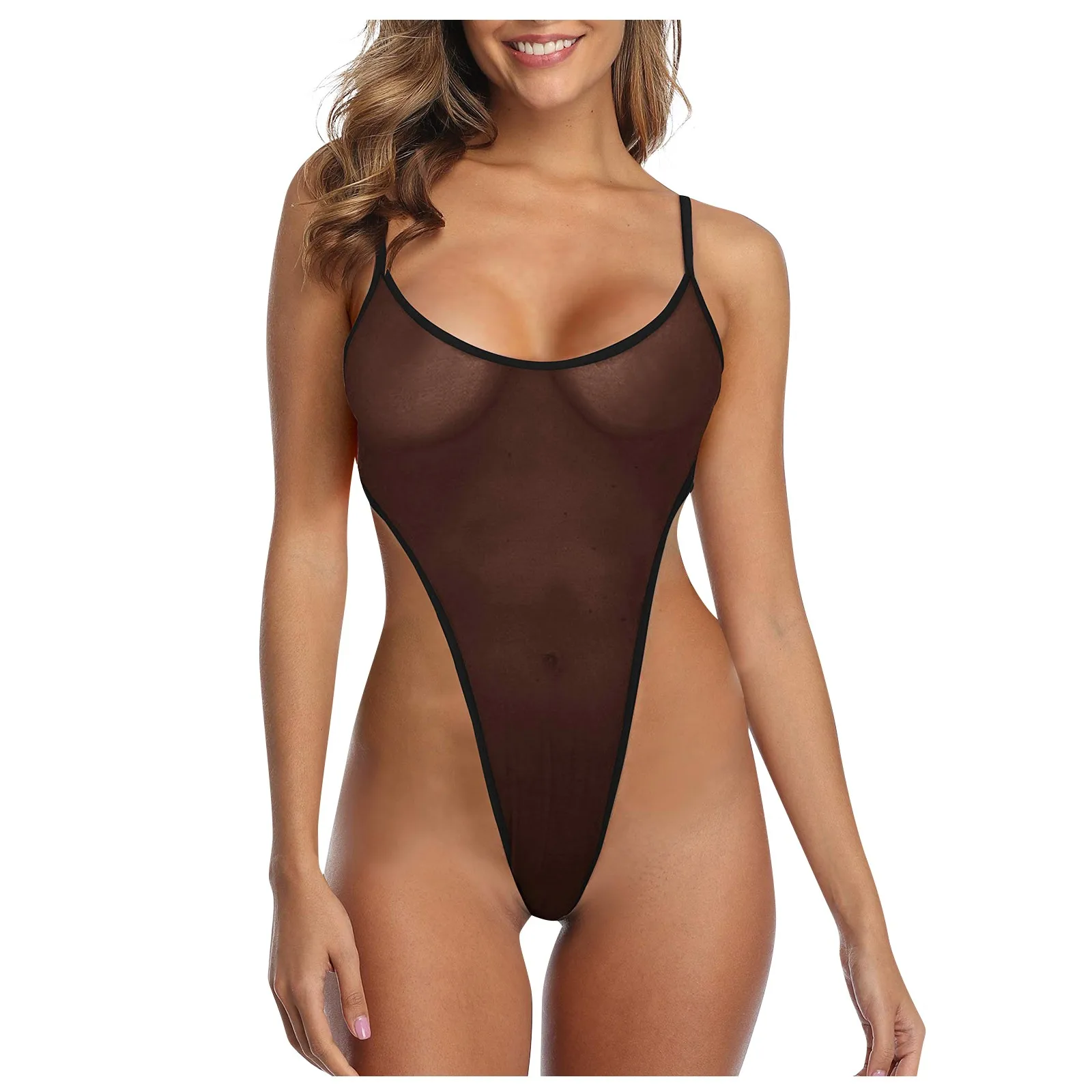 

Womens Femme Teddies Bodysuits Nightwear Bodycon Fishnet See Through Sheer Backless High Cut Thong Leotard Bodysuit Costumes