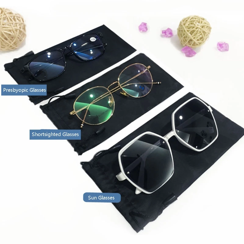 

Microfiber Glasses Storage Pouch Cleaning Cloth with Drawstring Closure 10 Pack