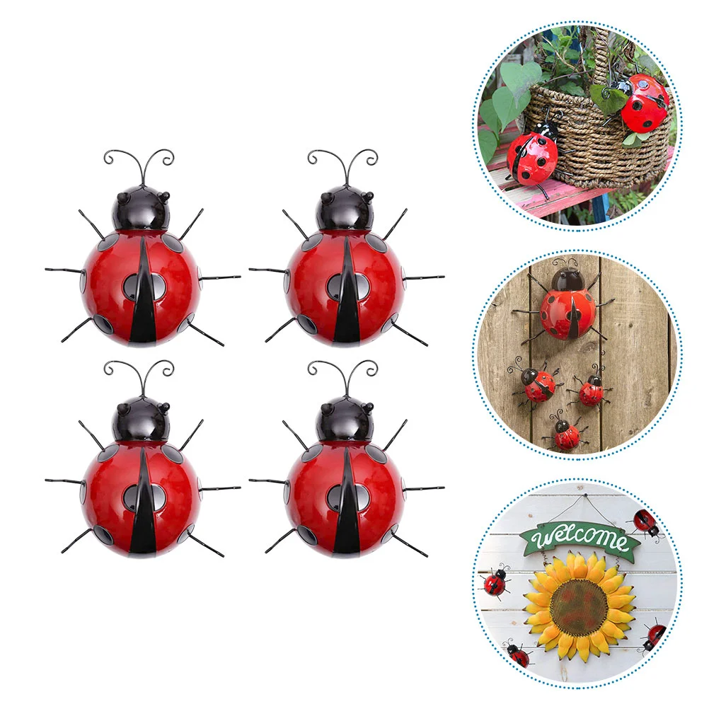 

Ladybug Wall Decor Decoration Metal Gardenyard Insect Iron Ornament Hanging Figurines Sculpture Animal Ornaments Decorations