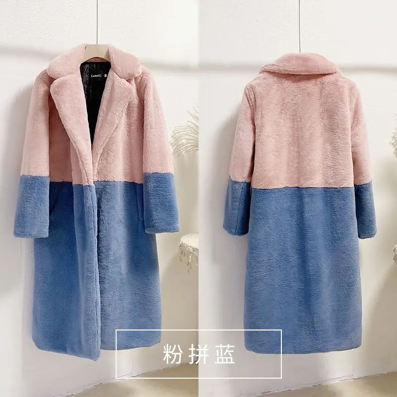 Дизайнерское двухцветное пальто из искусственного меха