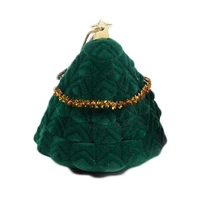 green velvet christmas tree shape jewelry storage box gift jewelry holder christmas hanging decoration
