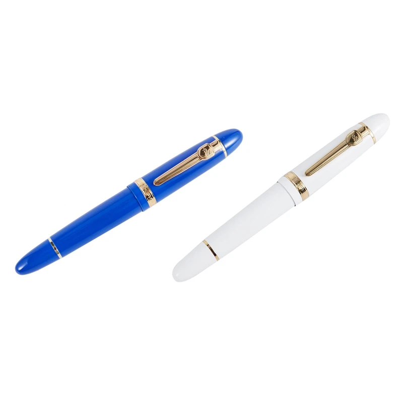 

Перьевая ручка JINHAO, 2 шт., 159 дюйма, 18KGP, 0,7 мм, средней яркости, Бесплатная офисная ручка в коробке, синяя и белая